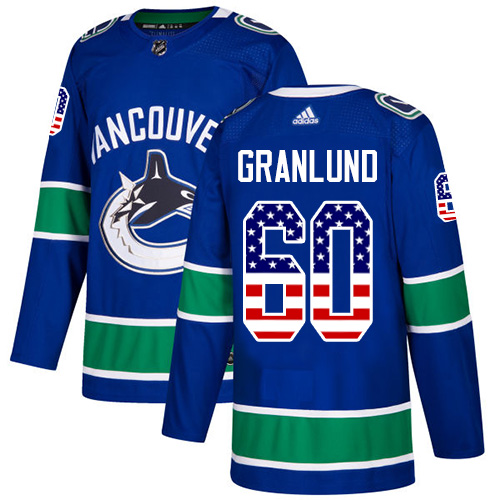 Adidas Canucks #60 Markus Granlund Blue Home Authentic USA Flag Stitched NHL Jersey